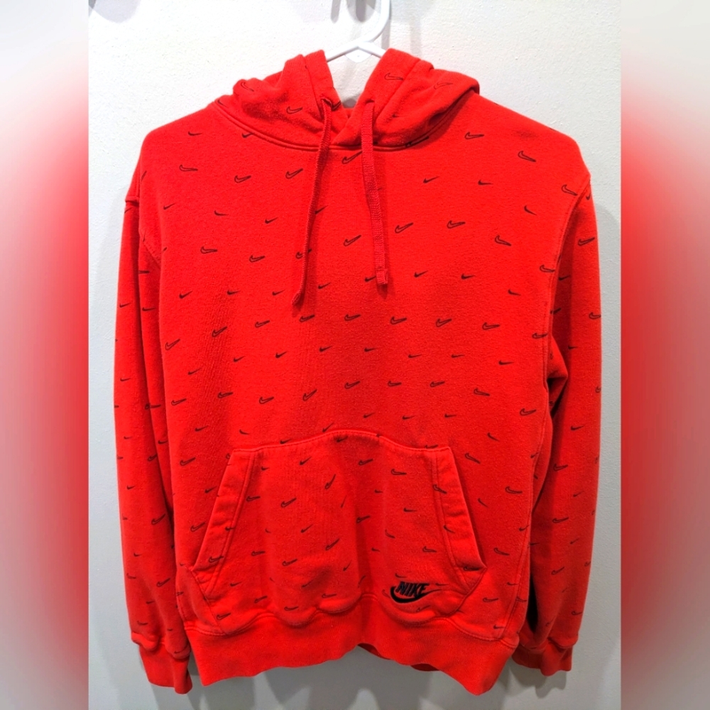 Red men's Nike logo hoodie sz small